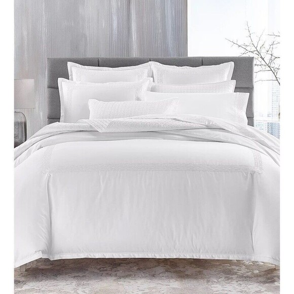 Hotel Collection Chain Link Embroidery Full/Queen 3 Pcs Duvet Cover Set White - Picture 1 of 7